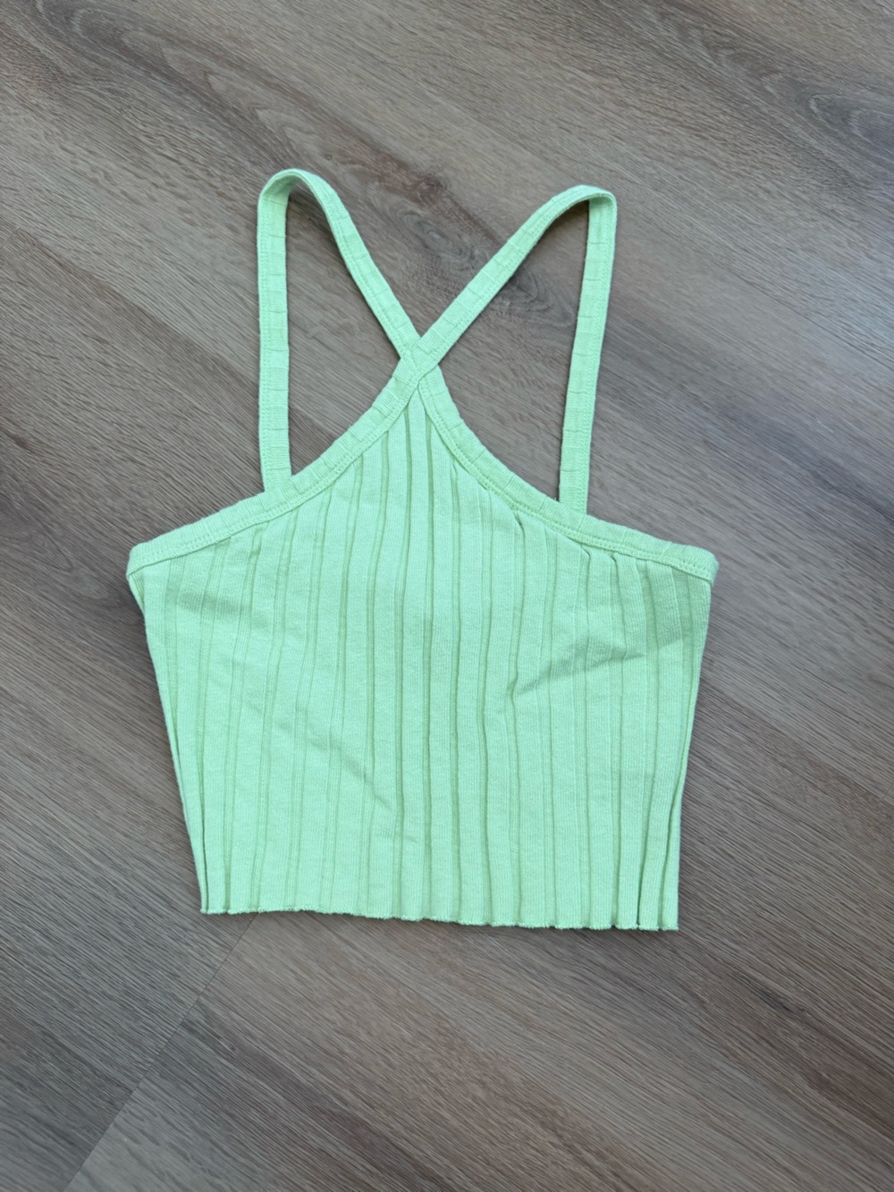 Zara Ribbed Cross-Back Crop Top - Mint Green